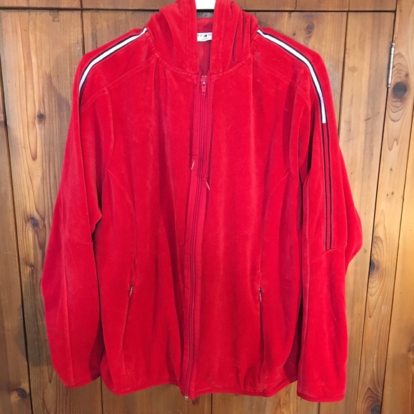Tommy Hilfiger Tops - 90’s TOMMY ❤️ Velvet red zip up velvet sweatshirt